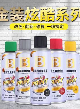 保赐利自喷漆自动手摇喷漆金属防锈家具汽车电动车改色黑白色油漆