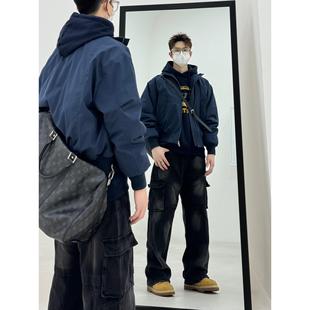 AYUN Studio 孙聖云啊雲 高螺纹口袋羽绒服90白鸭绒夹克硬汉风