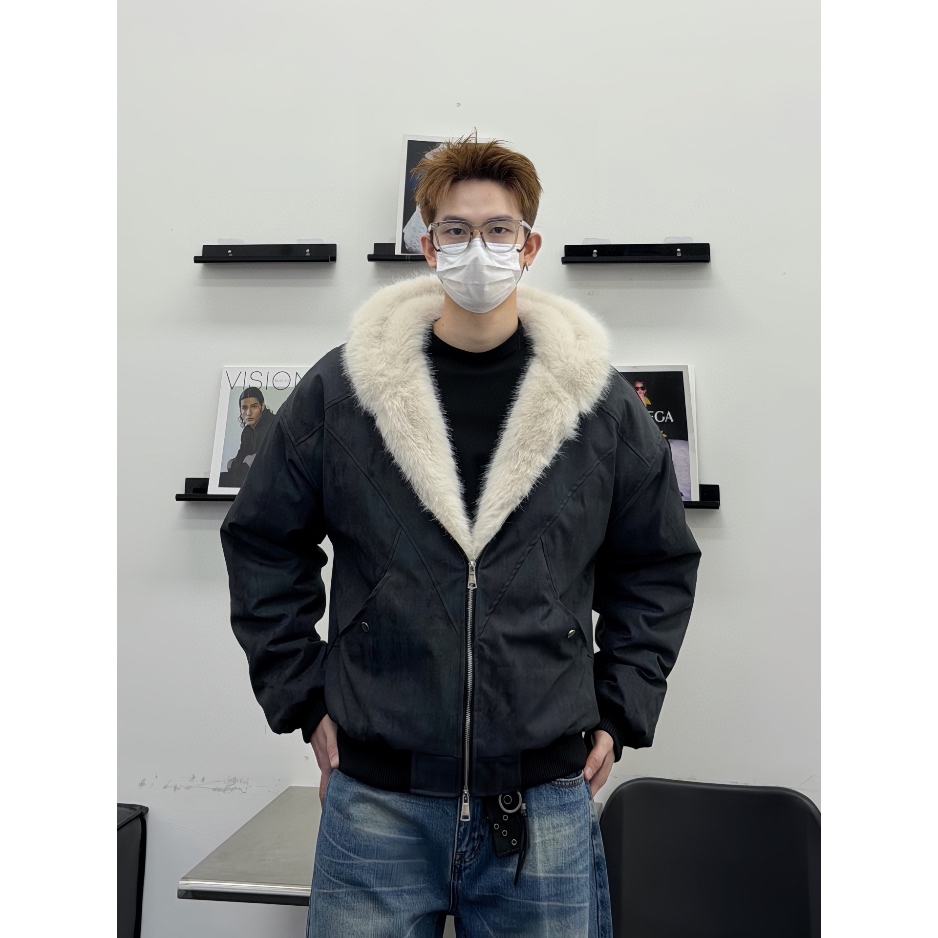 擦脏小众设计座山雕美式短款