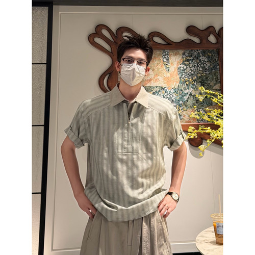 卷边设计假两件衬衣小众ins高级