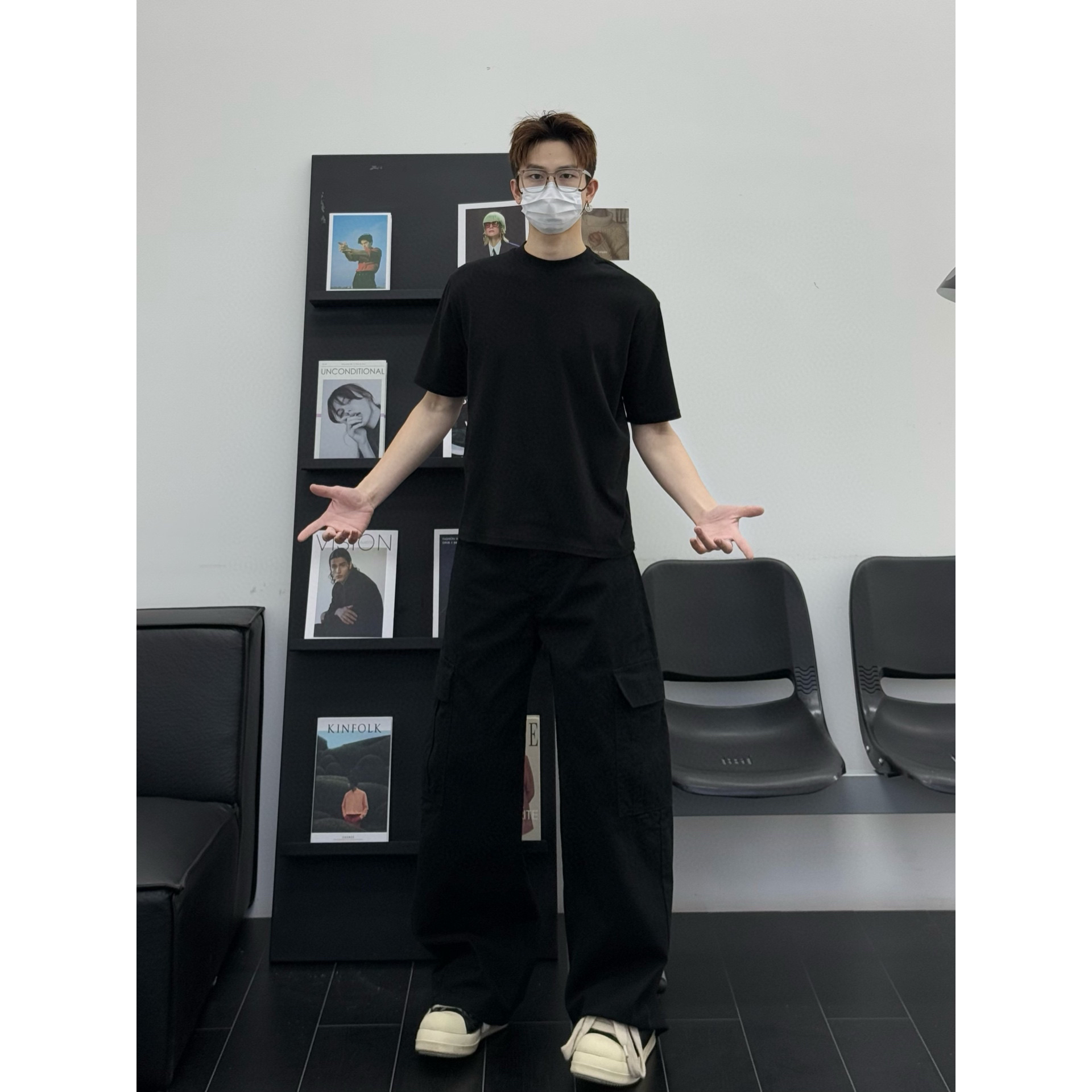 高弹短袖净版简约搭配微领潮男士