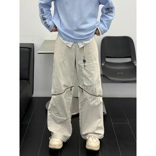 孙聖云啊雲 可拆卸三角口袋工装裤直筒休闲复古长裤重工男女水洗