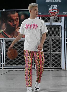 Drakcle Boo孟博龙人物彩绘美式篮球宽松直筒运动休闲裤九分长裤