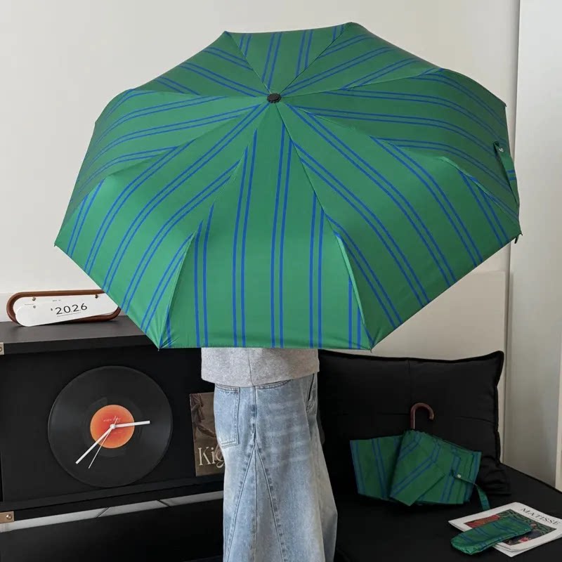 复古弯钩雨伞女晴雨两用黑胶全自动遮阳伞防晒防紫外线折叠太阳伞