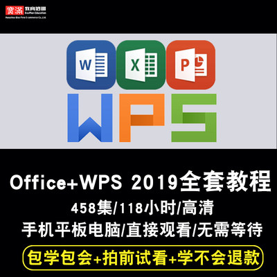 office2019视频教程 WPS2019零基础办公软件Word/Excel/PPT的课程