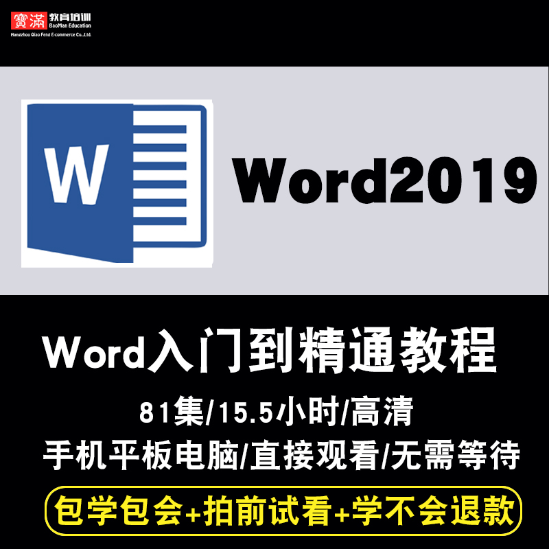 word2019视频教程office办公文字排版美化文档入门到精通在线课程 教育培训 办公软件&效率软件/电脑基础 原图主图