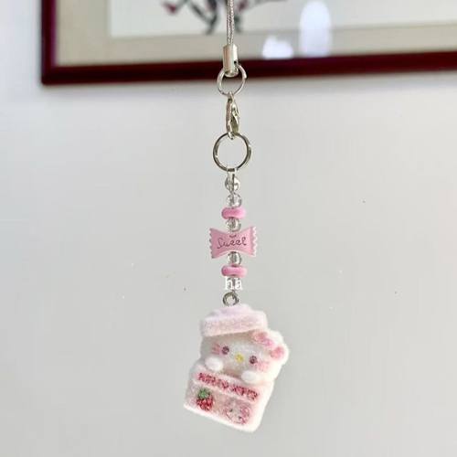 可爱植绒立体树脂kitty猫钥匙链