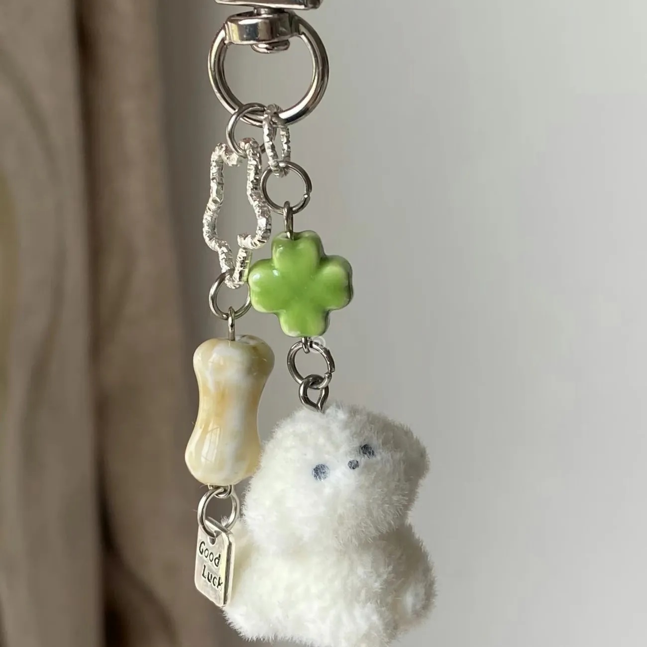 小狗比熊幸运草手机挂件