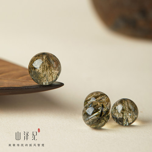 绿碧玺天然绿发晶水晶散珠批发配件正品单珠手工diy手串手链项链