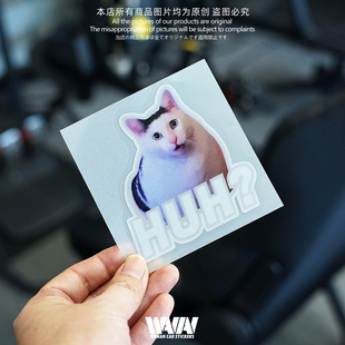 湾岸车贴个性 创意搞笑疑问猫反光贴纸车身车窗防水防晒划痕遮挡