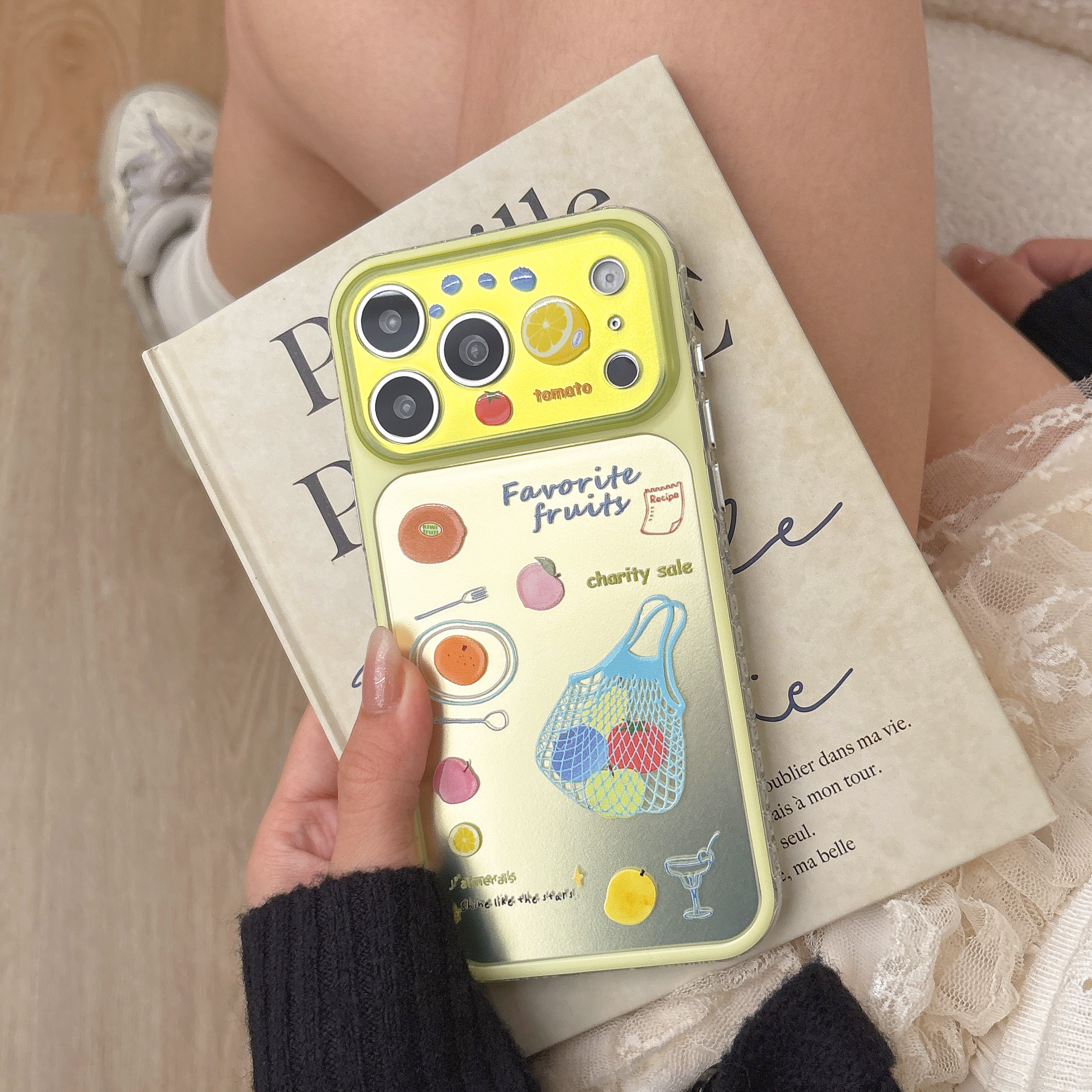 [全包按键]ins苹果17promax手机壳小清新水果图案可爱透明保护套适用iPhone15激光镭雕16promax大视窗17pro女