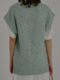 INCOG清仓不退原创设计师轻奢细闪亮片编织oversized毛衣背心