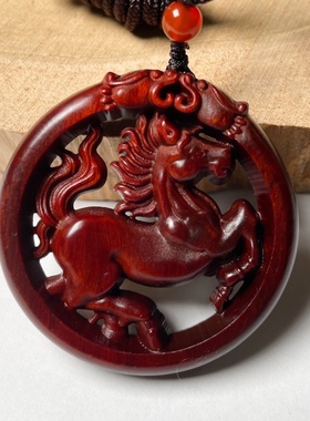 印度小叶紫檀木雕马红木马镂空