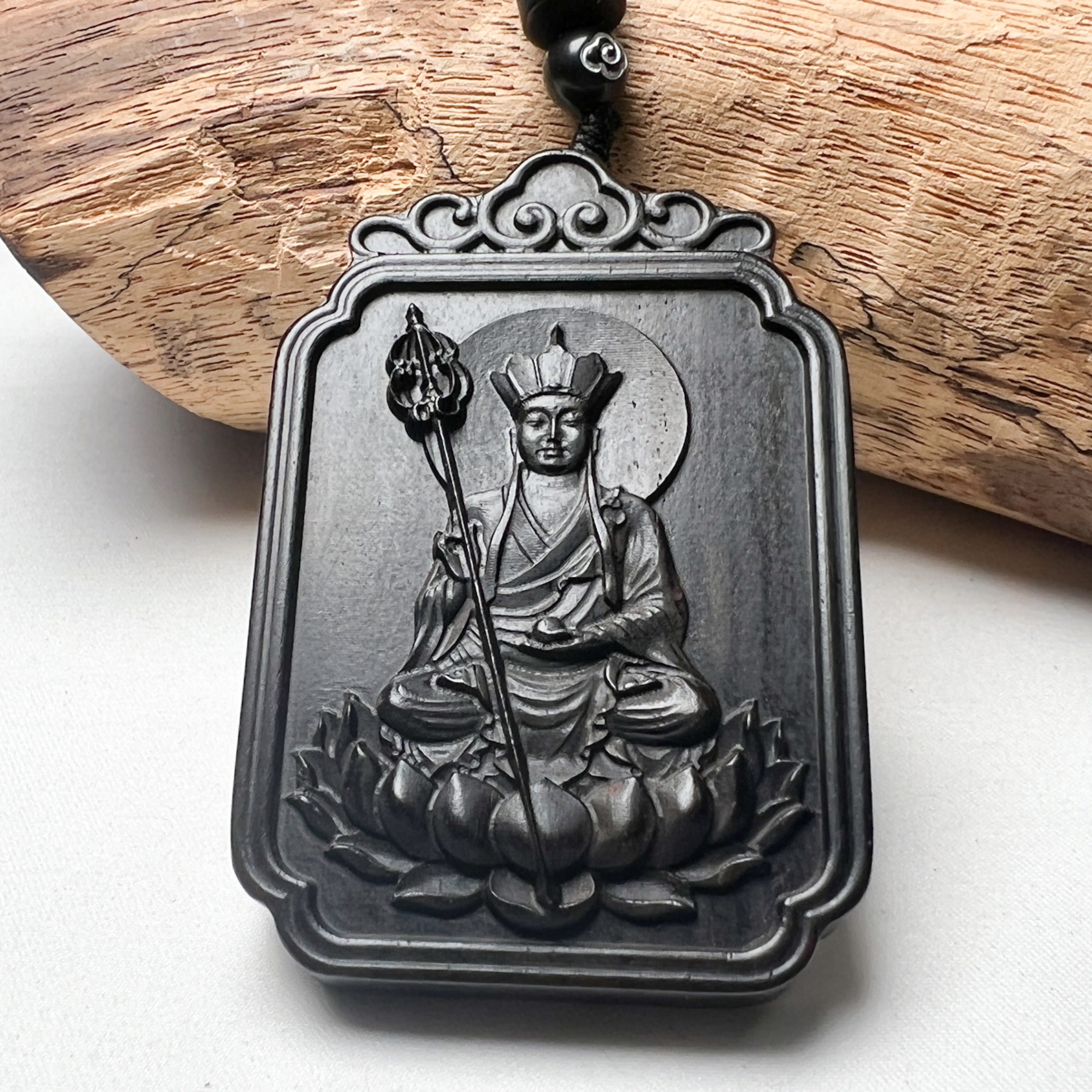 原创精工黑檀木地藏王菩萨吊坠挂件神像车挂件木雕佛牌雕刻檀木