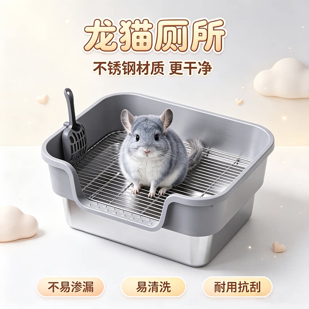 龙猫专用厕所201不锈钢金属 豚鼠荷兰猪刺猬花枝鼠蜜袋鼯松鼠尿盆