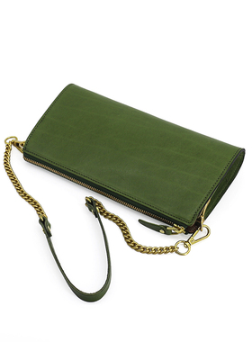 真皮植鞣头层牛皮女单肩包链条包复古腋下包简约拉链手拿包手机包