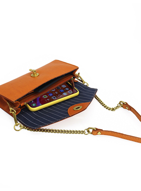 真皮植鞣头层牛皮女包复古锁扣信封卡包单肩包腋下包链条包手机包