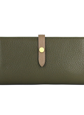 真皮山羊皮女长款钱包多卡位卡包皮夹手拿包简约两折手机包小清新