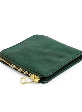 真皮植鞣水洗头层牛皮男手抓皱褶钱包女复古零钱包驾驶证复古卡包