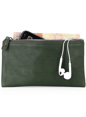 真皮植鞣头层牛皮女长款钱包复古拉链零钱袋手机包出国护照包卡包