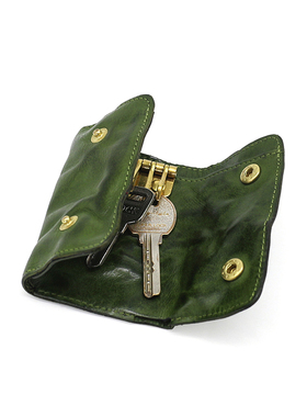 SEPTEMBER 27 DESIGNS日韩头层牛皮钥匙包男复古皱褶真皮零钱包女