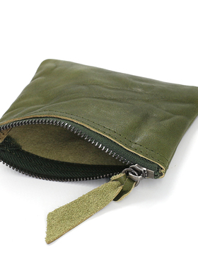 真皮头层牛皮零钱袋男式拉链零钱包女式卡包硬币包皱褶复古迷你包