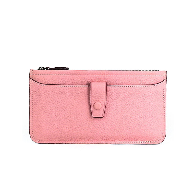 927 日韩新品头层牛皮搭扣长款钱包女式荔枝纹真皮手包卡包手机包