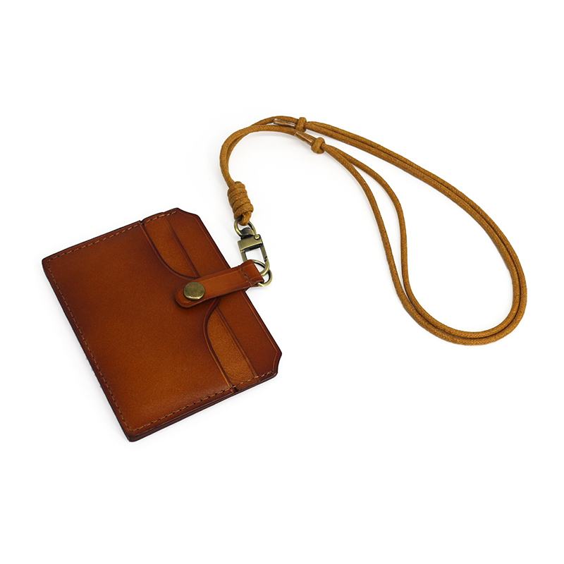 原创日韩工牌植鞣皮挂脖零钱卡包
