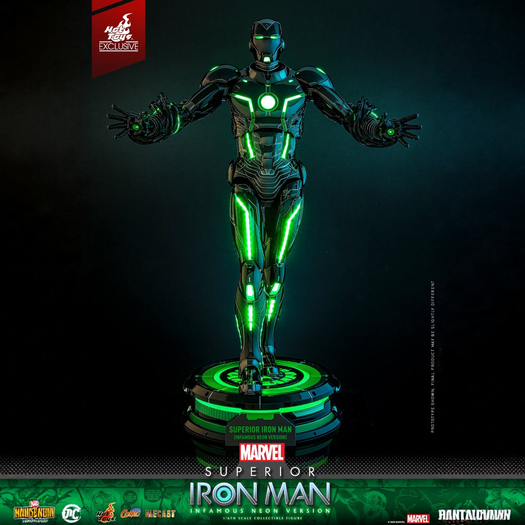 Hot Toys 1/6 漫威漫画 究极钢铁侠 恶名霓虹版CMS036D83 可动