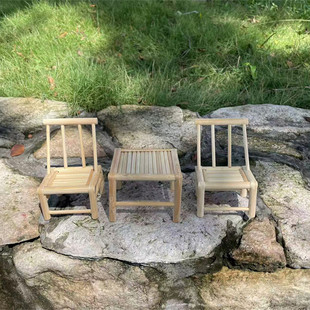 竹制工艺品儿童过家家玩具仿真迷你竹椅子真煮食玩娃娃屋竹编椅子