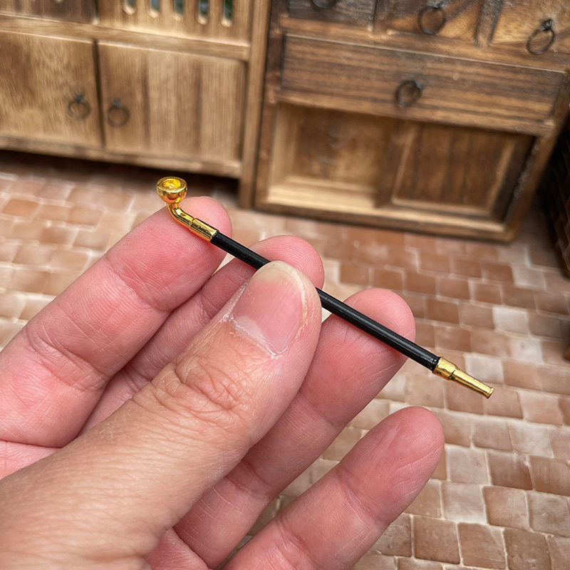 迷你微缩仿真老式旱烟杆烟袋烟斗玩具套装模型娃娃屋家具装饰摆件