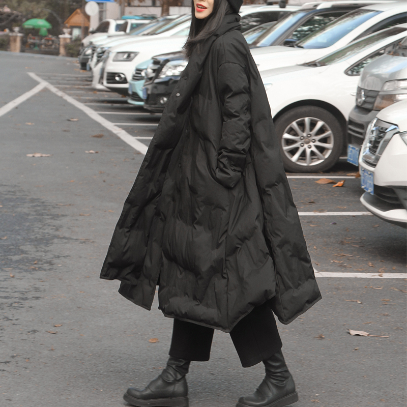 山本暗黑风加厚中长款过膝羽绒服女冬2020新款爆款韩版宽松白鸭绒