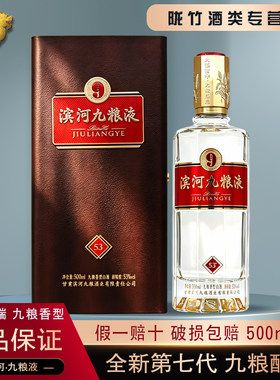 甘肃高端名酒53°45°滨河九粮/液独特九粮香型商务白酒特价500ml