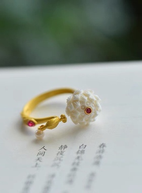 金凤衔珠古法纯银镀金女镶嵌猛犸