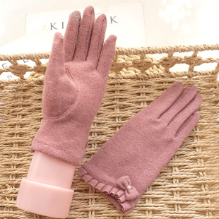 女士羊毛触屏手套日系保暖针织薄款 新品 开车手套 秋冬季 克拉斯卡