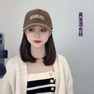 潮流时尚韩版COLORADO鸭舌棒球帽短款中长发帽子假发一体春夏新款
