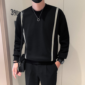 秋季新款个性潮牌宽松版圆领套头卫衣打底衫男W35-P65图片
