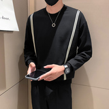 秋季新款个性潮牌宽松版圆领套头卫衣打底衫男W35-P65，男装卫衣，电商A370