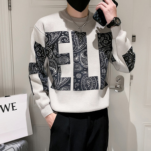 MY210-P65-控98 店主社会小伙冬季潮牌宽松圆领套头加厚毛衣男图片