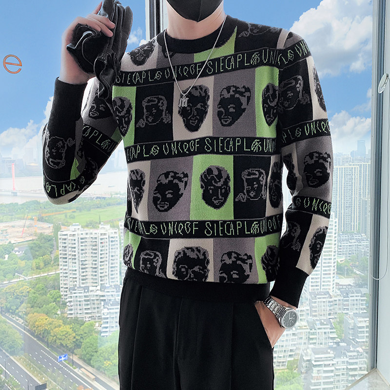 MY15-P60-控90-社会小伙秋冬新款圆领套头潮牌针织衫毛衣男,男装针织衫/毛衣,电商A370