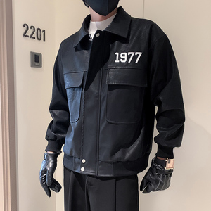 PY20-P115-控158 秋季新款休闲个性潮牌机车服皮衣男夹克外套图片