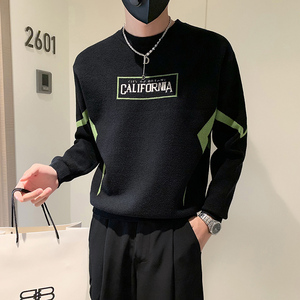 社会小伙秋冬新款圆领套头针织毛衣打底衫男潮MY218-P68-控98图片