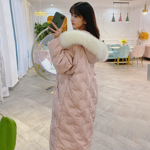 Длинный пуховик, бархатная куртка, 2020, в корейском стиле, средней длины, утиный пух, увеличенная толщина