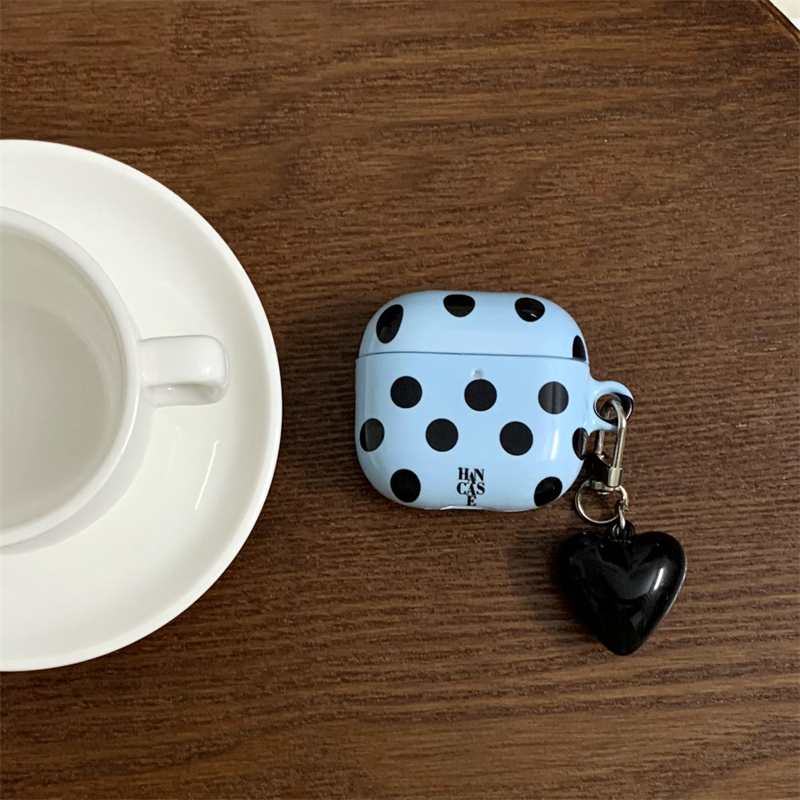 蓝底黑波点ins风AirPods耳机壳