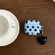 蓝底黑波点ins风AirPods4耳机壳适用苹果三代蓝牙保护套小清新AirPodsPro防摔硬壳AirPods2代耳机套5代女爱心