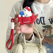 ins风蝴蝶结红色kt猫适用AirPodsPro3耳机壳2代Pro2苹果无线蓝牙保护套AirPods4代硅胶软壳5代防摔女2代3代绳