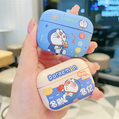 日韩卡通哆啦A梦AirPods4Pro蓝牙耳机壳适用苹果1/2代保护套可爱情侣AirPods3磨砂软壳新款Pro2防摔硅胶盒5代
