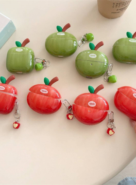 创意立体青苹果红苹果适用华为free clip2无线蓝牙耳机壳趣味freebuds 7i防摔壳pro3/pro4保护套se2/se3潮6i