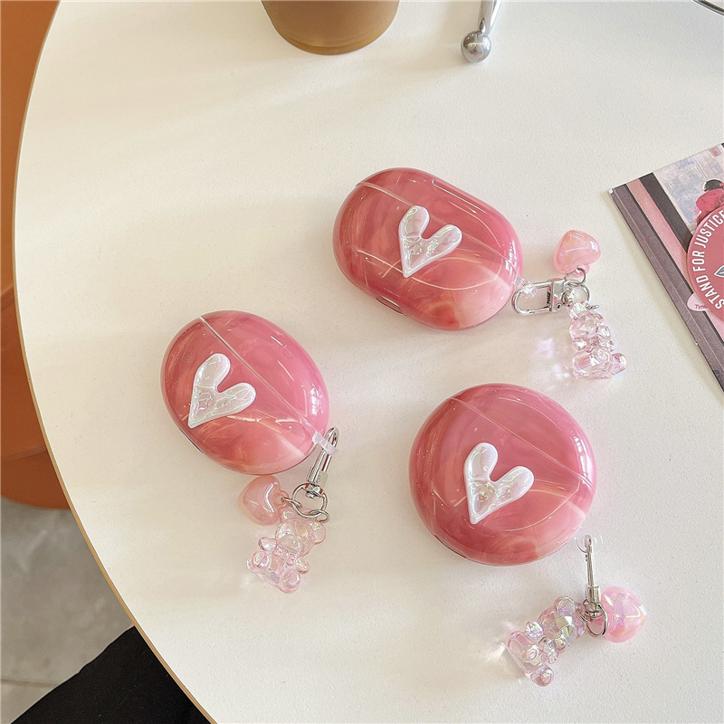 6i/se2适用华为freebuds5i保护套4e立体爱心挂件345代蓝牙耳机壳airpods2代3pro4女款freebudspro3防摔盒clip