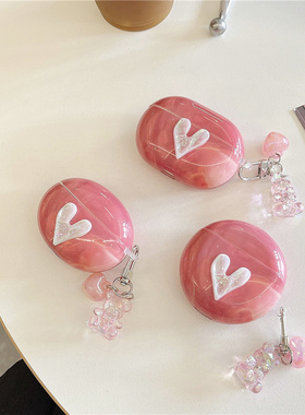 6i/se2适用华为freebuds5i保护套4e立体爱心挂件5代蓝牙耳机壳airpodsPro3代pro4女freebudspro3防摔盒clip/2